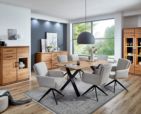 Tischsystem Oak-Edition mit Stuhl Lomo und Korpus Möbeln  Modea Black